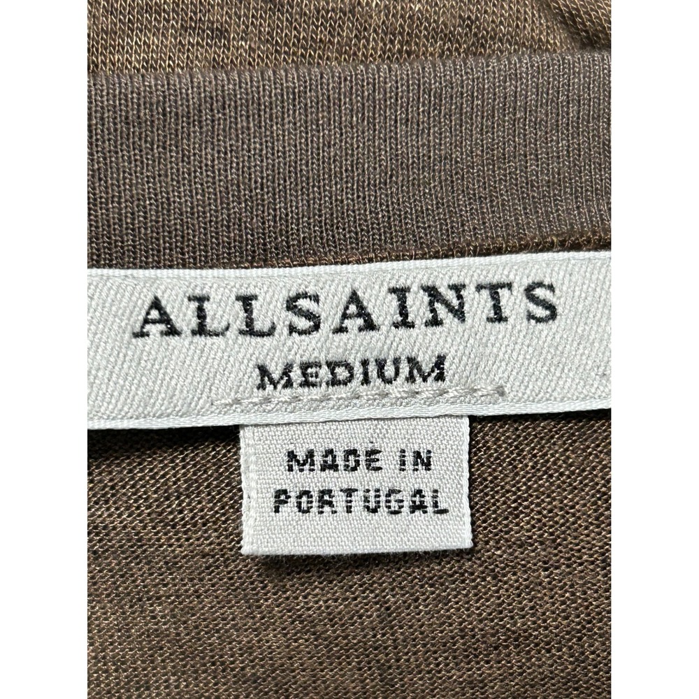 AllSaints Hale Dress Brown V-Neck Mixed Media Oversized Tunic Medium - Picture 4 of 8
